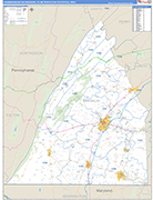 Chambersburg-Waynesboro Metro Area Wall Map Basic Style